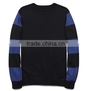 Navy Stripes Long Sleeve Fine Knit Crew Neck Cotton Sweater Pullover Male thumbnail-4