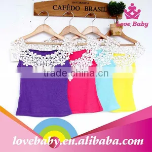 Wholesale Lovebaby Boutique Stylish Flower Lace Neckline Cute Kids Singlets thumbnail-1