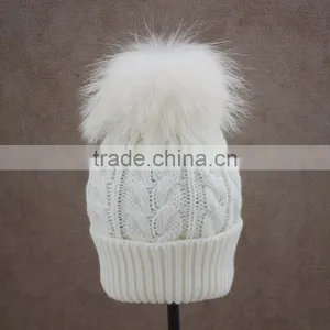 Myfur 2016 Newest Girls Winter Knitted Wool Hats With Fur Poms thumbnail-5