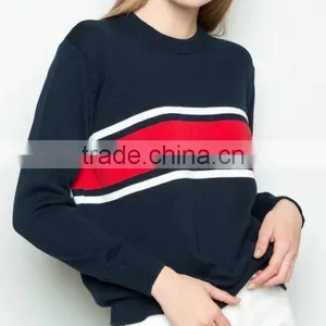 Runwaylover 140 Ladies 2017 Autumn Round Neck Knitted Stripe T-Shirt thumbnail-3