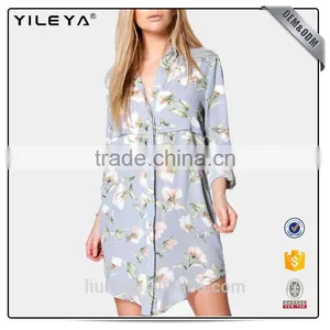 New Design Women Spring Summer Cartoon Pattern Print Shirt Dress thumbnail-1