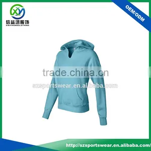 Latest Design 100%Polyester Available Color V-Neck Lady Hooded Pullover thumbnail-1