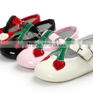 Cherry Design PU Baby Shoes, Cherry Baby Girl Shoes thumbnail-4