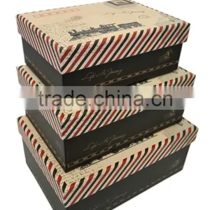 Dubaa Set 3 Nesting Vintage Train Newspaper Clippings Home Storage Photo Letter Boxes thumbnail-1