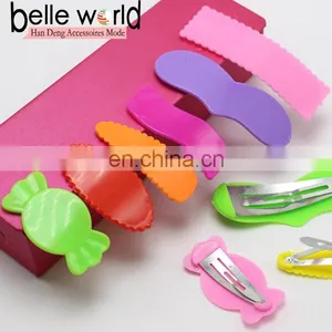 Wholesale Mix Color Assorted Plastic Coated Baby Bow Snap Hair Clips thumbnail-1