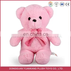 Cuddly Pink Stuffed Bear Soft Plush Teddy Toy With Knitted Bowtie thumbnail-2