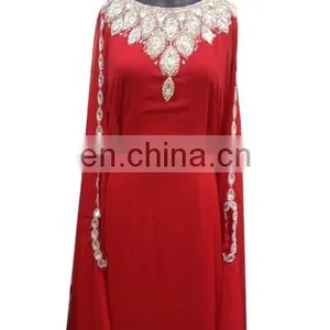 Classic Silver Stone Beaded Stunning Party Ware Evening Dress Kaftan in Wholesale Price thumbnail-1