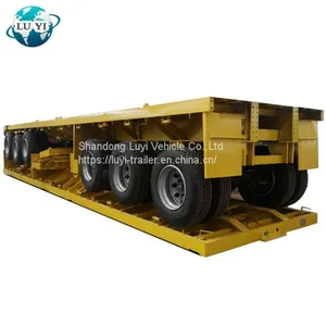 3 Axle 40 Feet Flatbed Container Semi Truck Trailer Made In China thumbnail-3