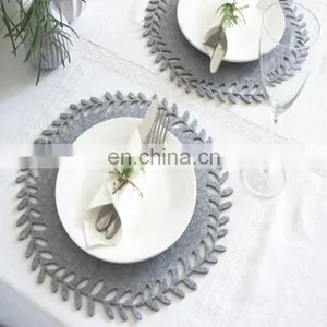 Gray Floral Placemats Wreath Felt Mat Table thumbnail-2