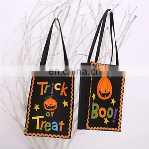Wholesale Halloween Felt Pumpkin Candy Tote Bag for Kids Trick or Treat Bag thumbnail-2