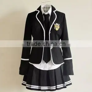 China Manufacturer Three-piece Suit Jacket Shirt Bust Skirt Uniform for Students Quality Choice thumbnail-3