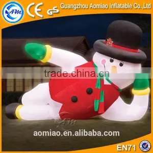 Christmas Day Decorative LED Christmas Inflatable Snow Man Laying Down thumbnail-2