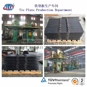 Casting Ribbed Baseplates/ Tie Plate With Double Shoulder With 4 Holes for Railroad Fastening thumbnail-3