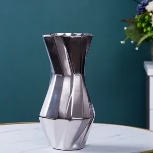 Silver Gilt Twist Creative Ceramic Vase Table Art Decoration For Home Office Shopping Mall thumbnail-3