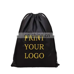 Eco Friendly Folding 210D Polyester Drawstring Travel Gym Dust Bag Drawstring Backpack With Custom Silk Screen Printing Logo thumbnail-3