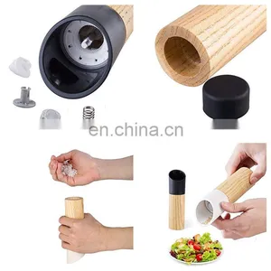 Factory Supply High Quality Commercial Small Ceramic Black Wood Salt Pepper Grinder thumbnail-5