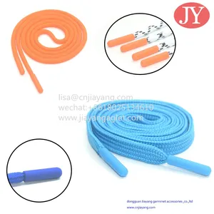 Factory Custom 5mm Green Round Elastic Polyester Lace With TPU Plastic Aglet Shoelace Head thumbnail-4