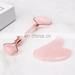 Rose Quartz Jade Roller With Gua Sha Board Mini Eye Jade Roller Set Facial Beauty Massage Jade Roller thumbnail-1