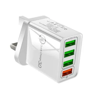 Universal Wall Portable QC3.0 4 USB Travel Charger Adapter UK Plug Mobile Phone Charger for IPhone XS Max X 8 for IPad Tablet thumbnail-5