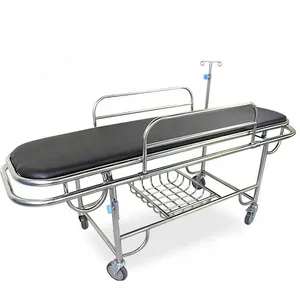 Hospital Stainless Steel Ambulance Emergency Stretcher Cart Patient Transfer Trolley With Mattress for Hospital thumbnail-1