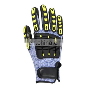 Heavy Duty Industrial TPR Anti Impact Leather Cut Resistant Oil Field Mechanic Safety Working Gloves For Men thumbnail-5