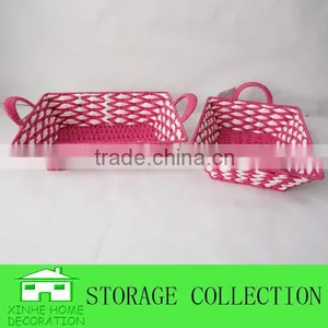 S/2 Rectangular Shape Paper Rope Woven Colorful Package Basket thumbnail-2