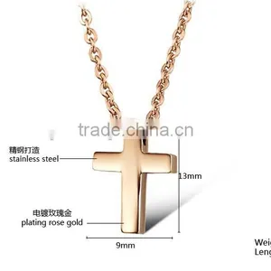 Wholesale New Plating Rose Gold Cross Titanium Steel Necklaces for Woman Pendant Beautiful Gift thumbnail-5