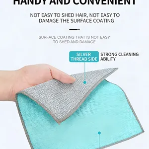 Magic Cleaning Cloth Thickened Double -sided Metal Steel Wire Rags Kitchen Dish Clean Tools thumbnail-2