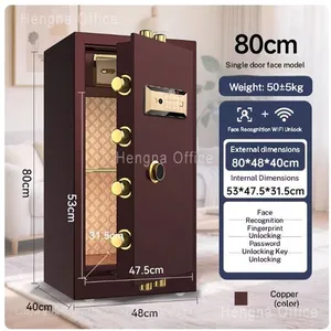 HN-GL60 Luxury Biometric Fingerprint Furniture Safe, Gold, Intelligent Security Box With Leather Interior for Hotel and Residential Project,OEM/ODM thumbnail-1
