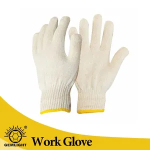 Wholesale White Cotton Work Gloves Comfortable Knitted Safety Gloves for Warehouse Packing Handling and Farm Use thumbnail-2