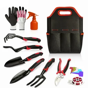 Heavy Duty Garden Tools Kit With Hand Trowel Fork Rake Pruner Gloves Sprayer and Organizer Bag for Wholesale thumbnail-1