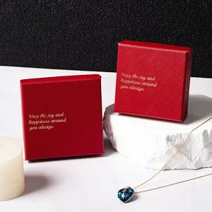 High End Red Color Square Craft Paper Jewelry Gift Box thumbnail-2