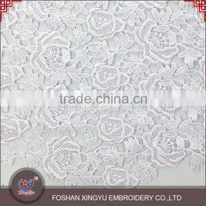 Wholesale Custom Promotional 100% Polyester Plain Colors Fashion Pure White Guipure Cord Lace Fabric Quality Choice Most Popular thumbnail-3