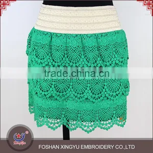 Factory Price Custom Net Designs Scalloped French Beautiful Green Hot Girls Short Skirt Supplier's Choice thumbnail-2