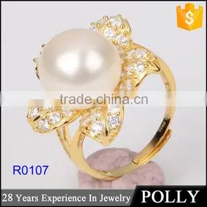 2015 Promotion Latest Fashion Flower Pearl Ring Designs for Women thumbnail-2