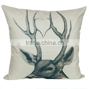 Popular Chiristmas Home Decorative Deer Printing Linen Cheap Cushion Cover thumbnail-4