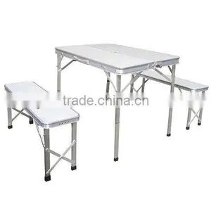 Outdoor Aluminum Portable Garden Picnic Table With Two Long Beach thumbnail-1