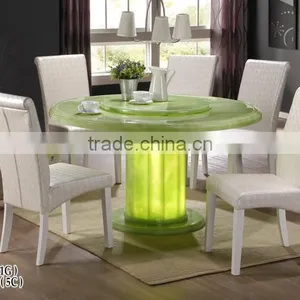 2015 Latest Stainless Marble Top Table Cushion Solid Wood Chair for Singapore thumbnail-2