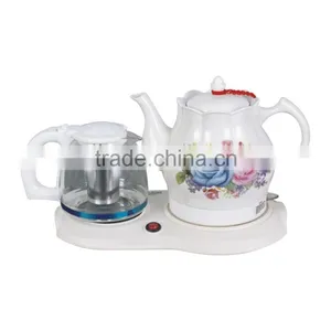 360 Degree Cordless Keep Warm Flower Design Ceramic Electric Kettle thumbnail-1