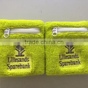 Fashion Promotional Sports Cotton Wristband With Zipper Pocket thumbnail-2
