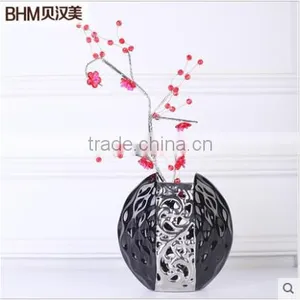 Home Decor Interior Decorating Ceramic Vase Electroplated With Crystal Flower thumbnail-2