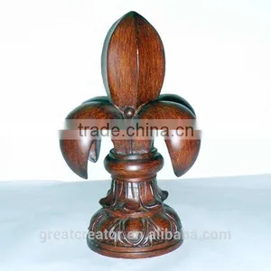 Decorative Fleur-De-Lis Large Finial for 2.5" (63mm) Wooden Curtain Rod thumbnail-1