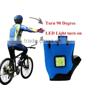 Cycling Sports Gloves Half Finger With LED Flash Light Turn Signal thumbnail-1