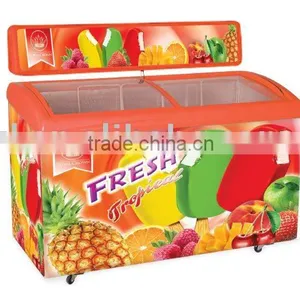 Curved Glass Door Freezer,ice Cream Showcase,sliding Door Chest Freezer thumbnail-1