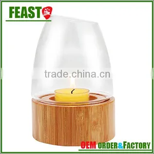 2015 NEW Design Wedding Candle Holder HOT Selling Glass Candle Holder With Wooden Stand thumbnail-2