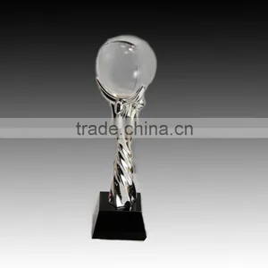 Wholesale Trophy With Oem Customized Award k9 Glass Globe Ball Black Crystal Base Awards thumbnail-1