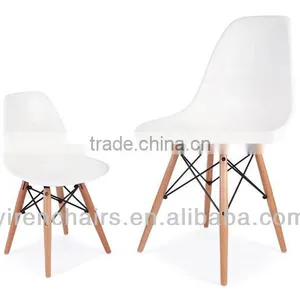 Living Room Furniture High Quality Child Plastic Seat With Solid Wood Legs Dining Chair thumbnail-1