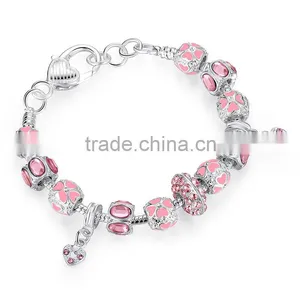 2016 Fashion Pink Alloy Glass Bracelet thumbnail-1