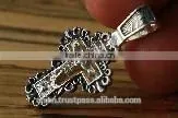 Silver 925 Cross Pendant. Burnished Silver. Jerusalem Jewelry. thumbnail-1