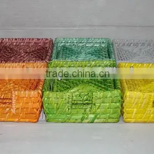 Multicolor Handwoven Rattan Coasters thumbnail-1